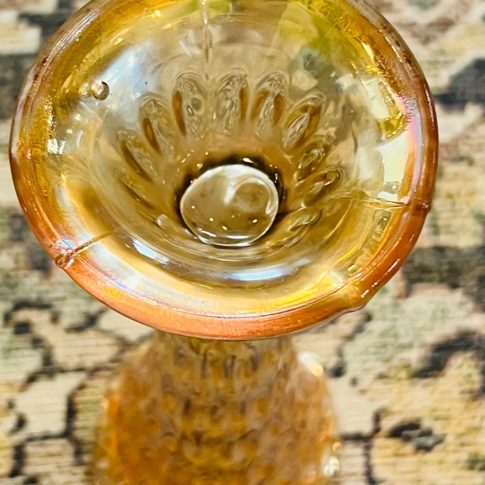 Fenton marigold, April showers, art glass swung vase